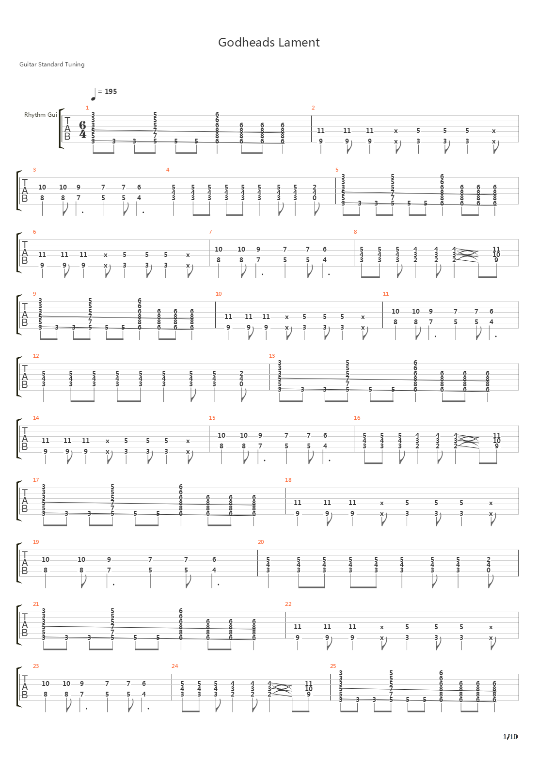 Godheads Lament吉他谱