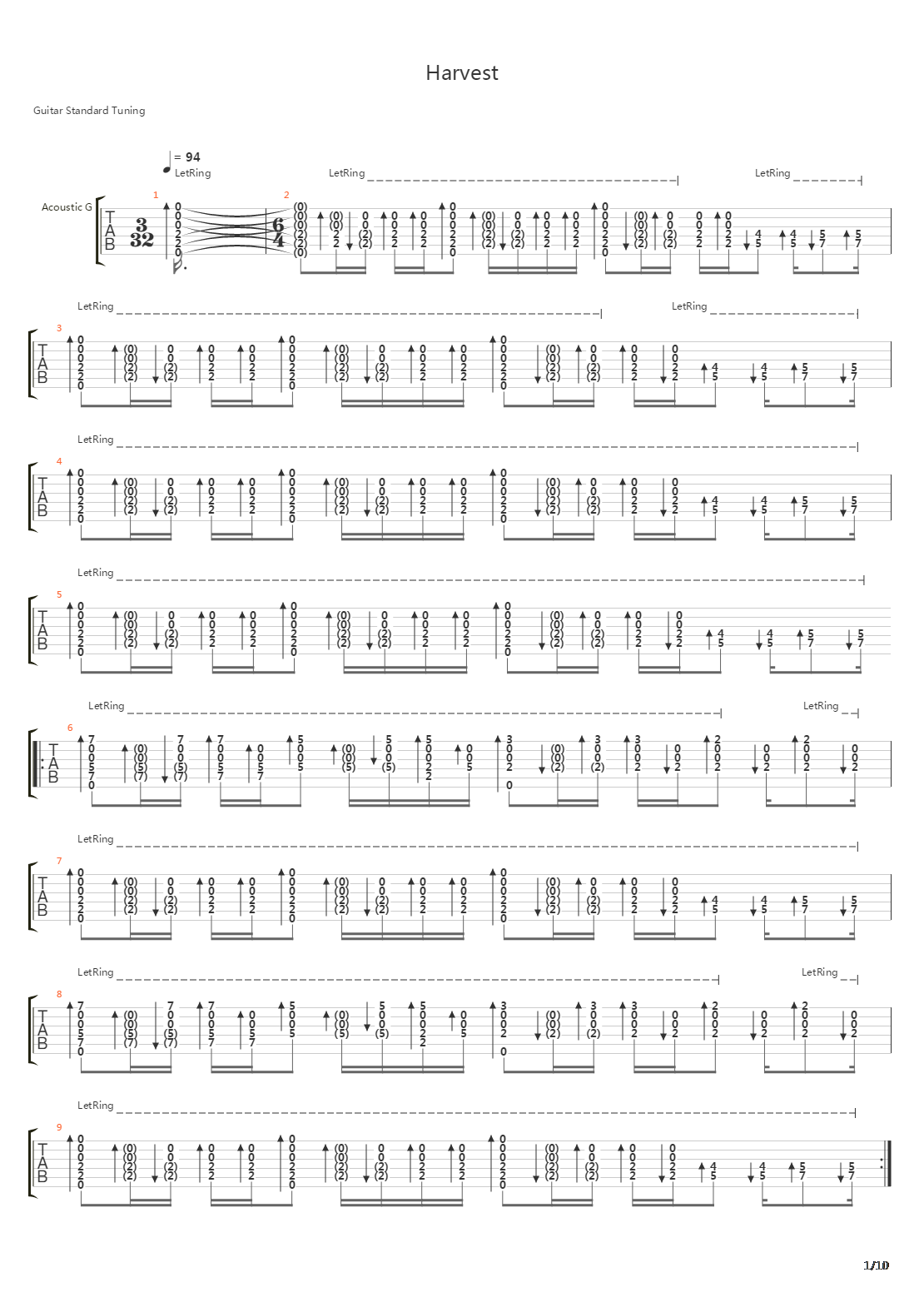 Harvest吉他谱