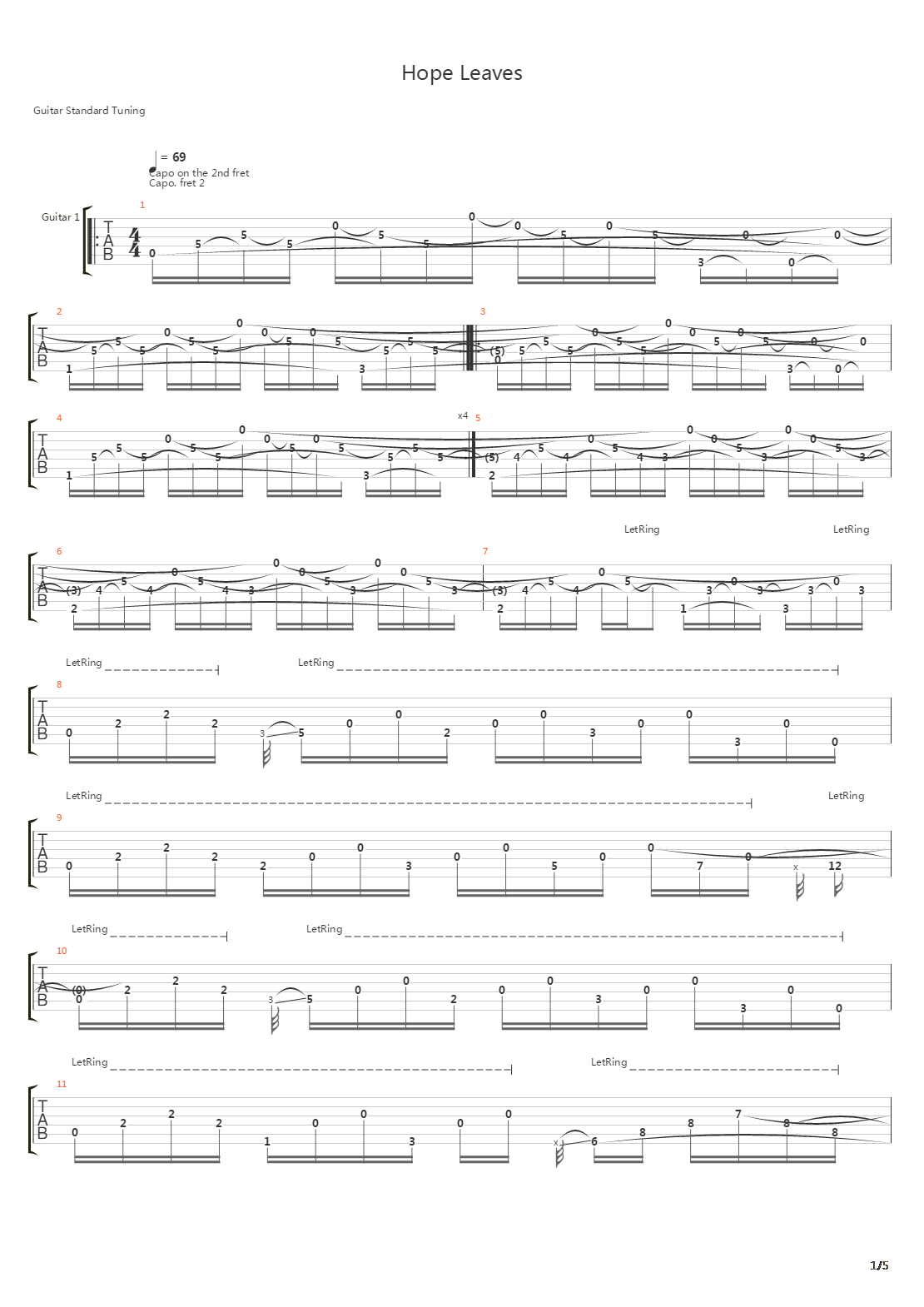 Hope Leaves吉他谱