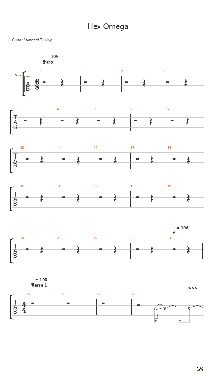 Hex Omega吉他谱