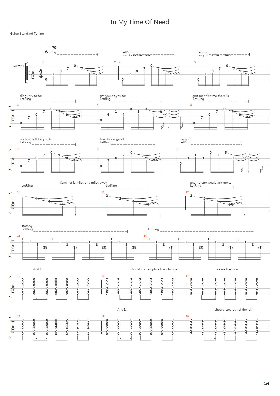 In My Time Of Need吉他谱