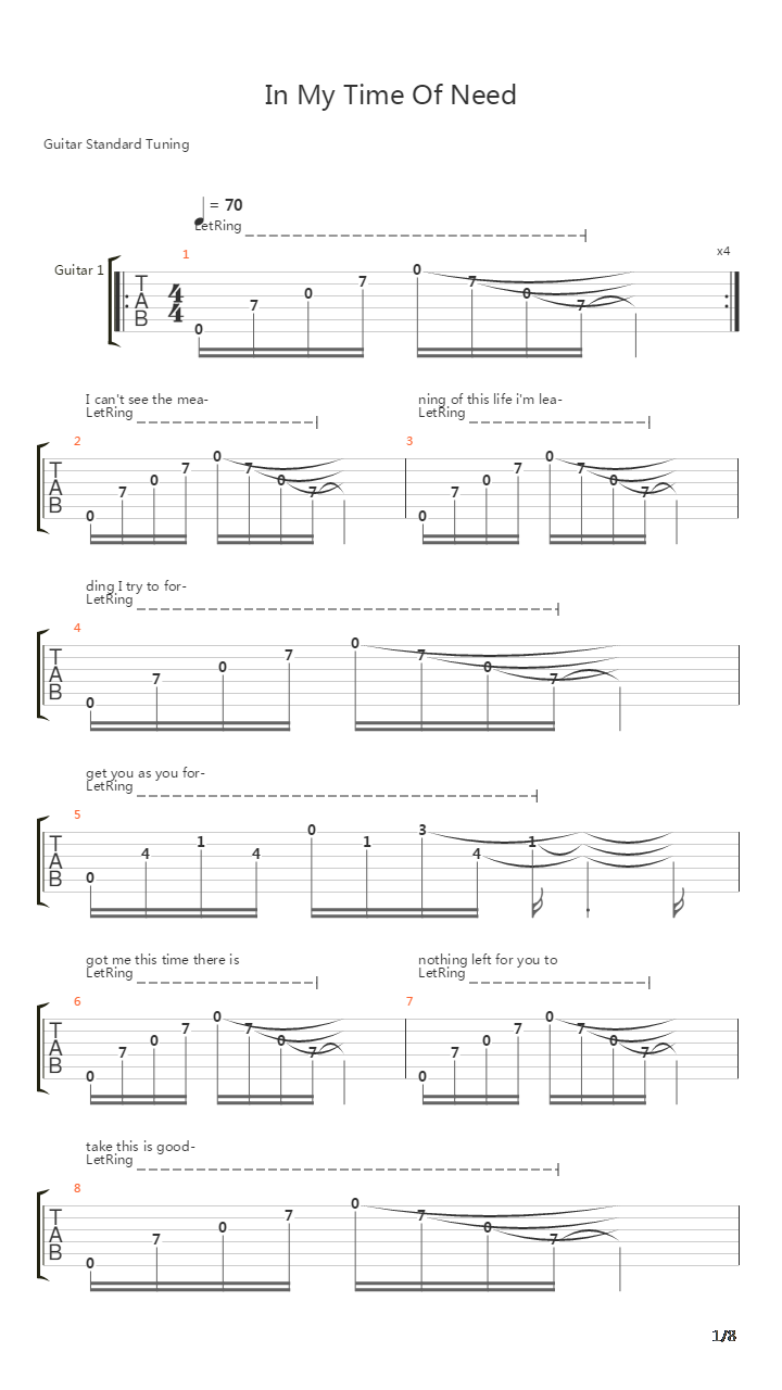 In My Time Of Need吉他谱