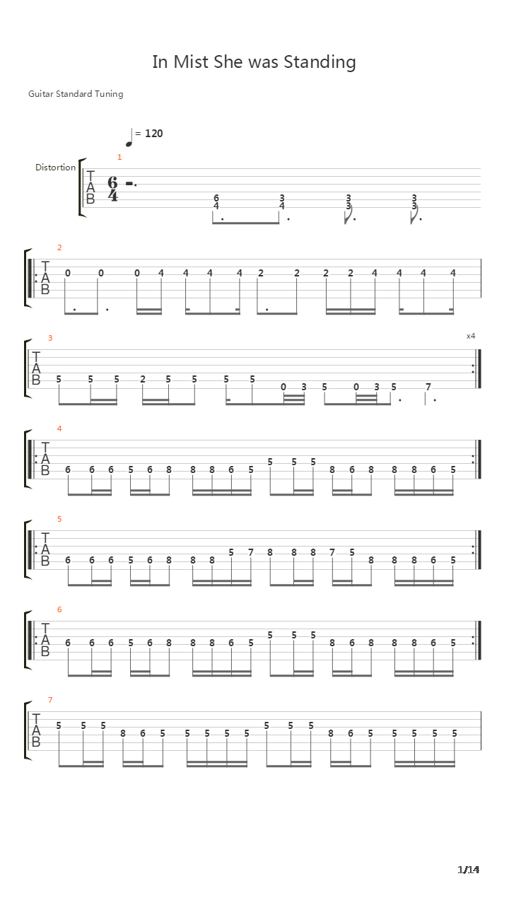In The Mist She Was Standing吉他谱