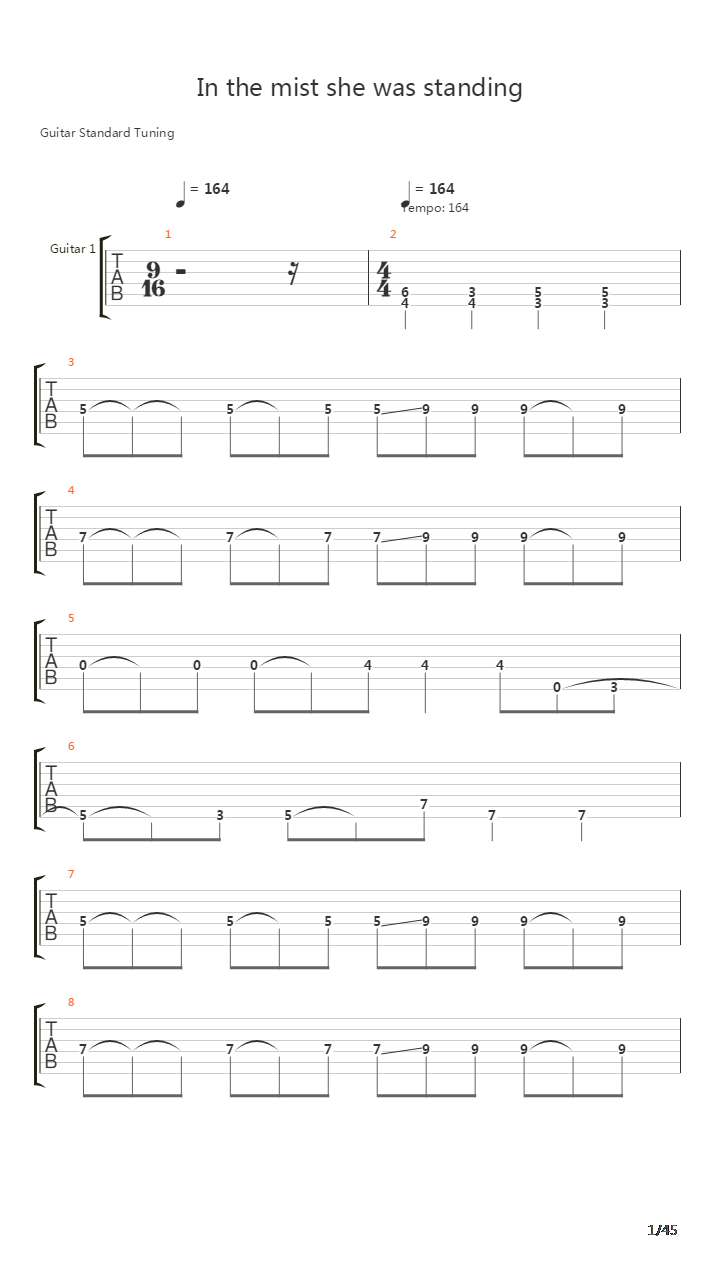 In The Mist She Was Standing吉他谱