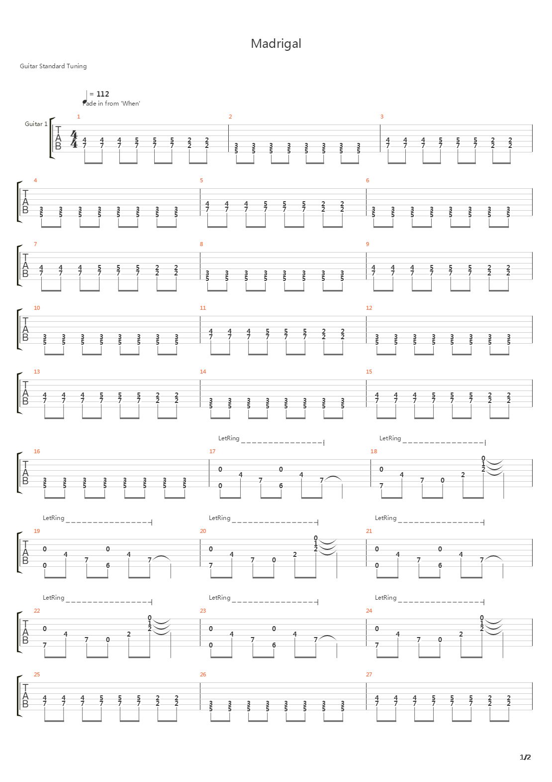 Madrigal吉他谱