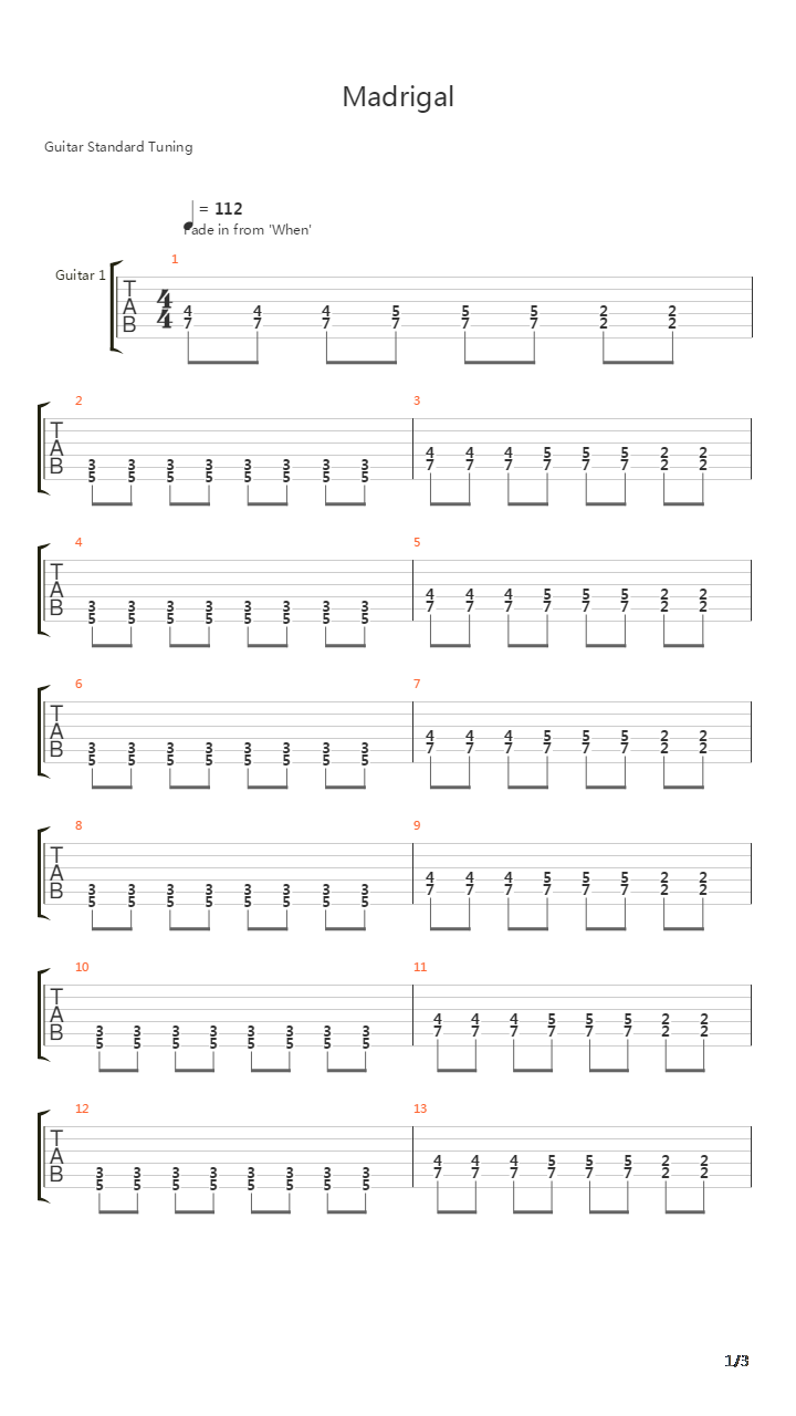 Madrigal吉他谱