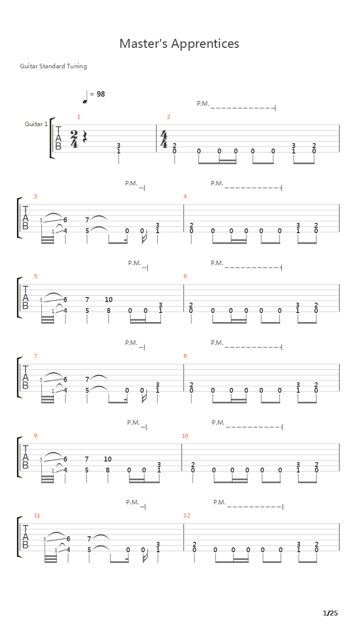 Masters Apprentices吉他谱