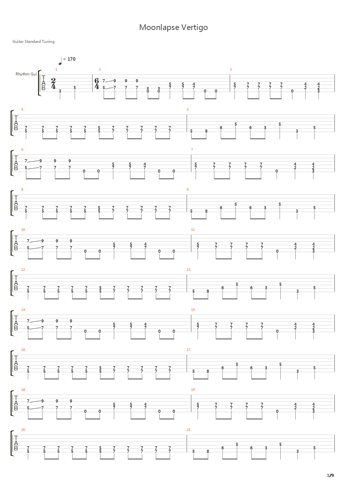 Moonlapse Vertigo吉他谱