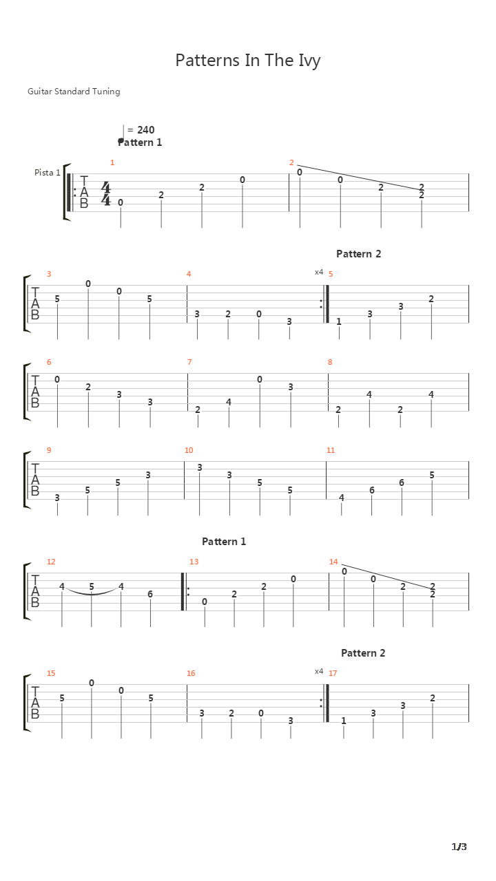 Patterns In The Ivy吉他谱