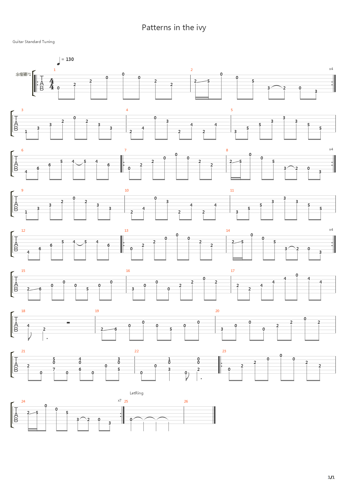 Patterns In The Ivy吉他谱