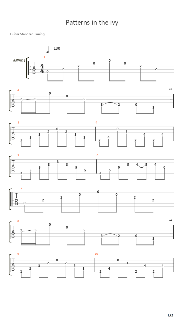 Patterns In The Ivy吉他谱