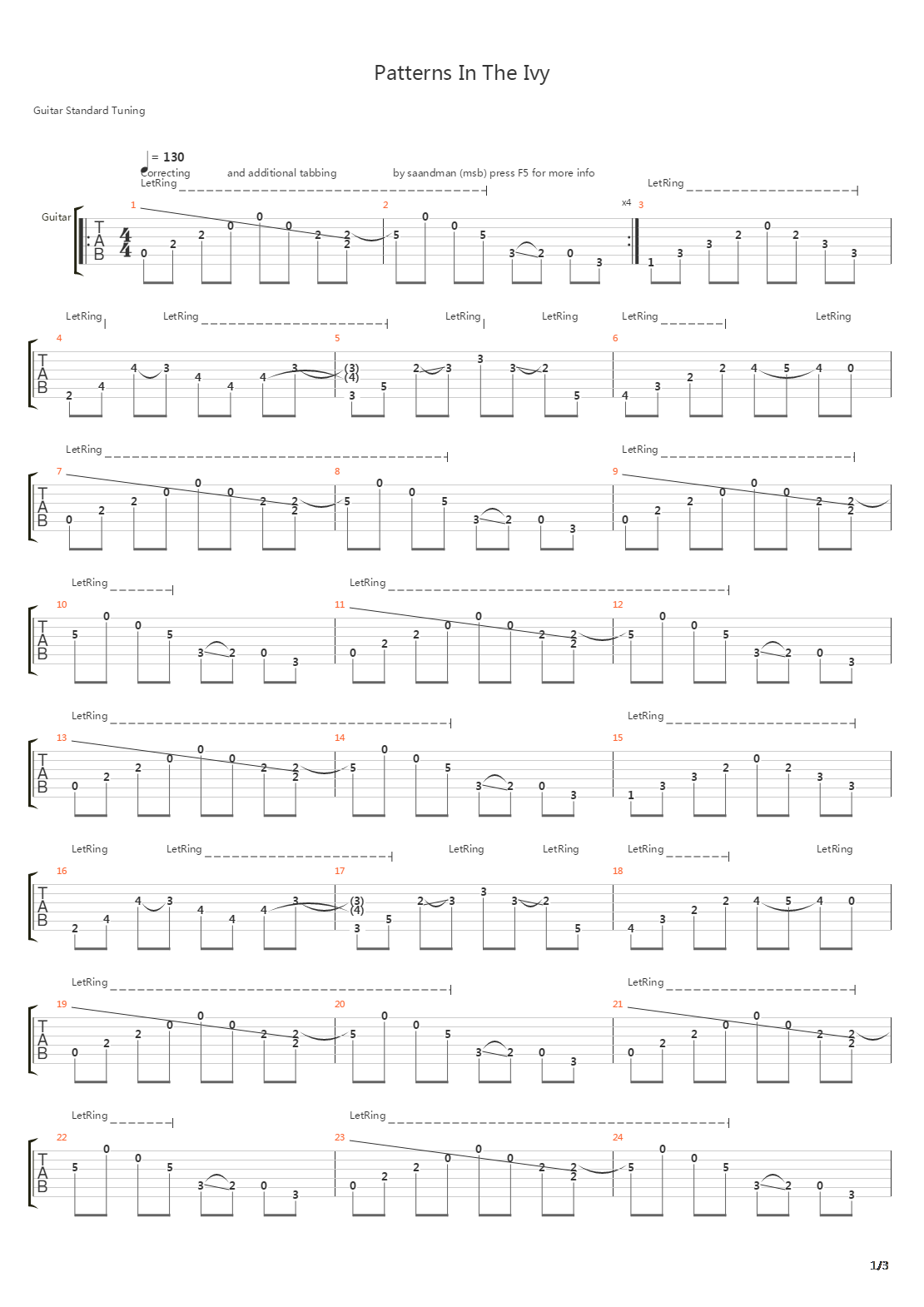 Patterns In The Ivy吉他谱