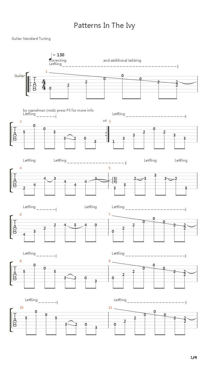 Patterns In The Ivy吉他谱