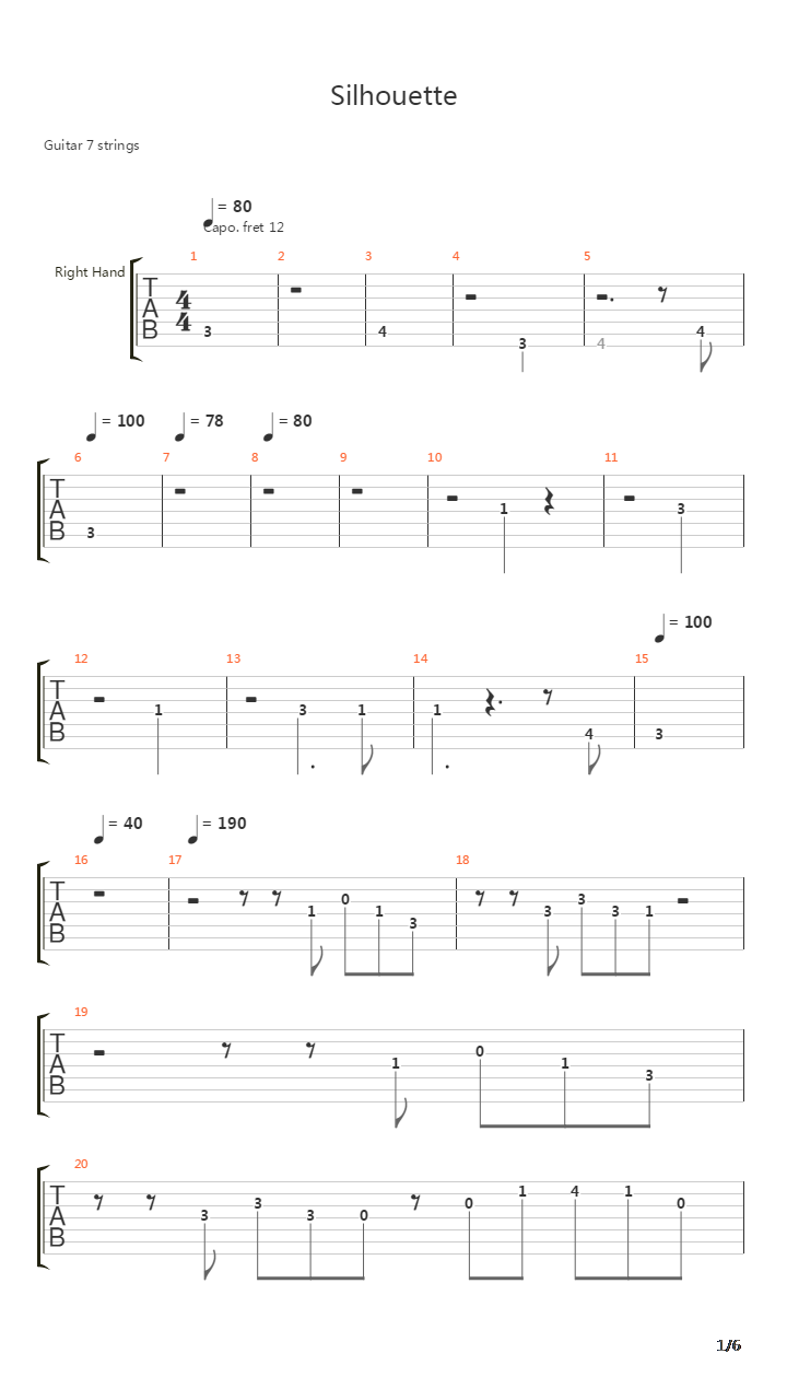 Silhouette吉他谱