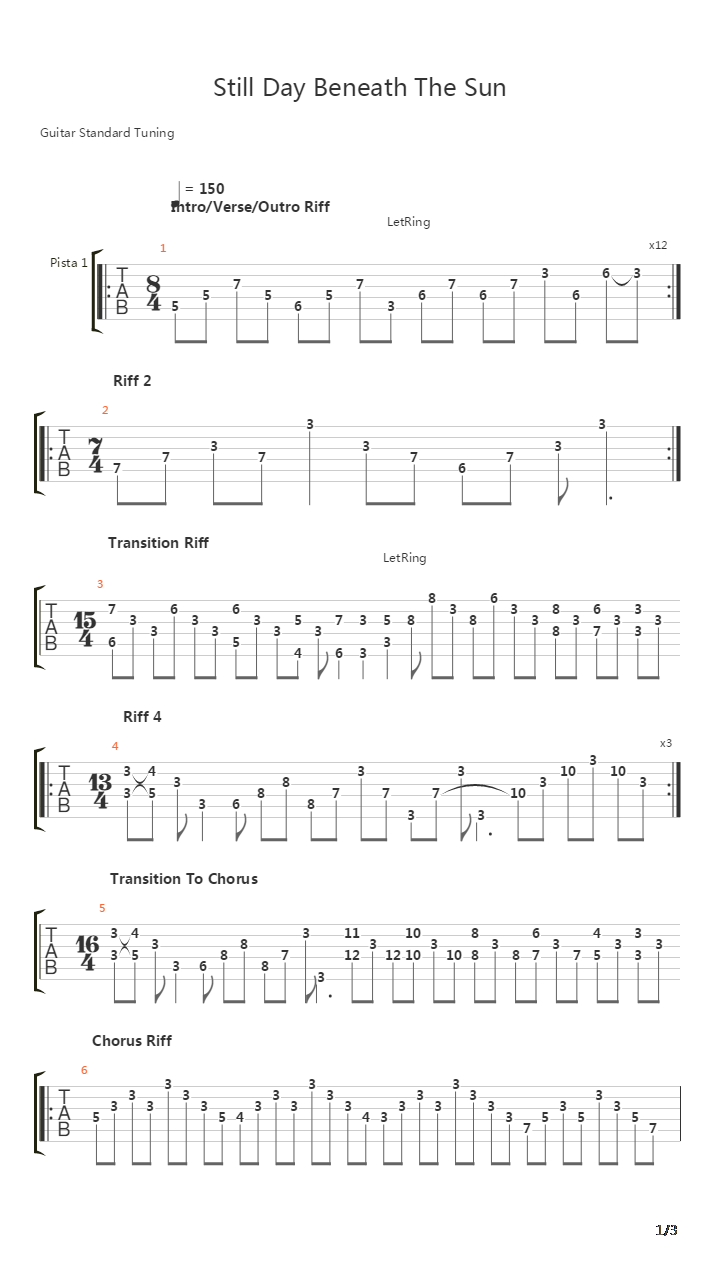 Still Day Beneath The Sun吉他谱