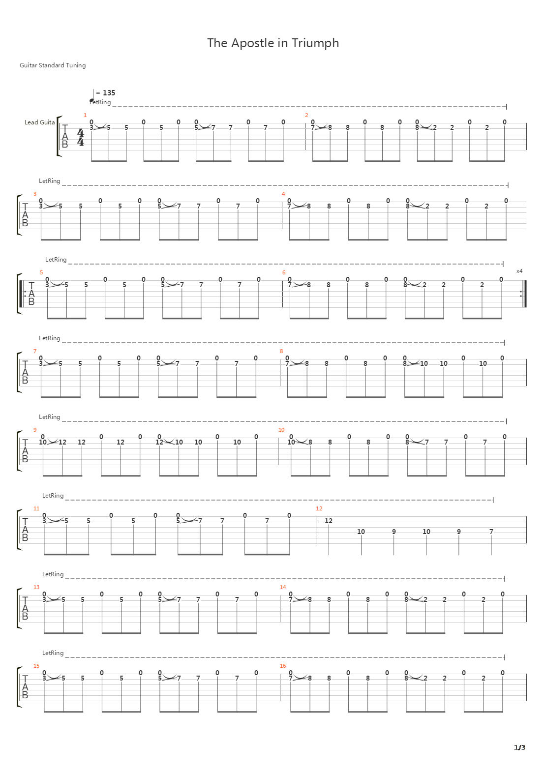 The Apostle In Triumph吉他谱