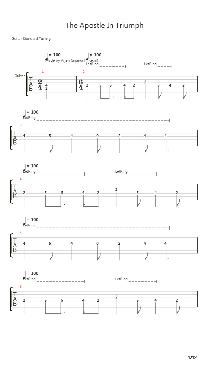 The Apostle In Triumph吉他谱