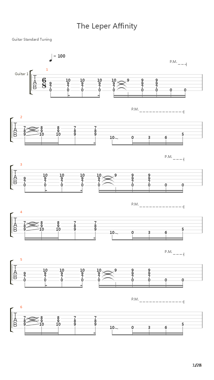 The Leper Affinity吉他谱