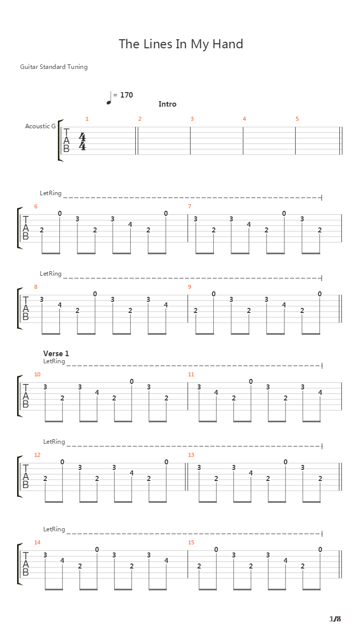 The Lines In My Hand吉他谱