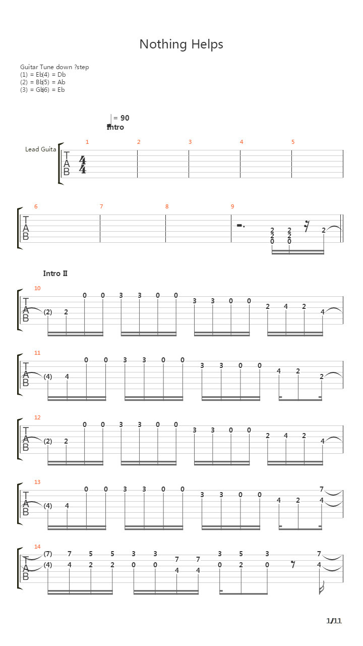 Nothing Helps吉他谱