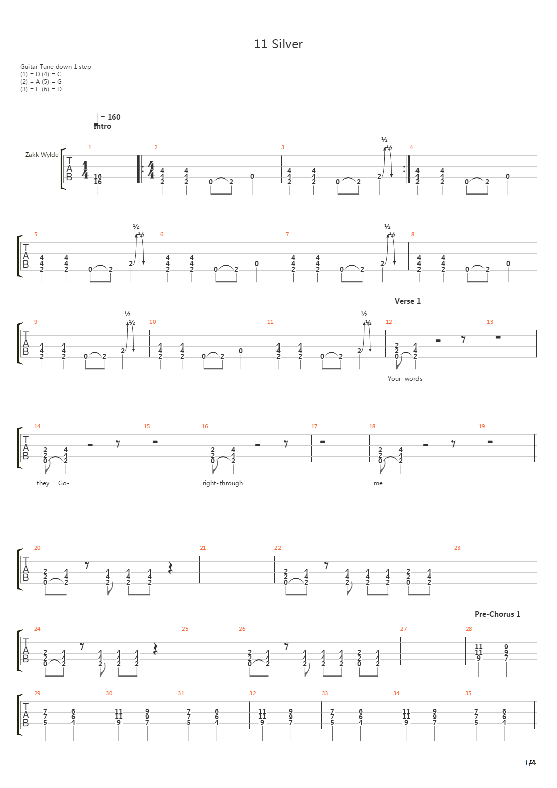 11 Silver吉他谱