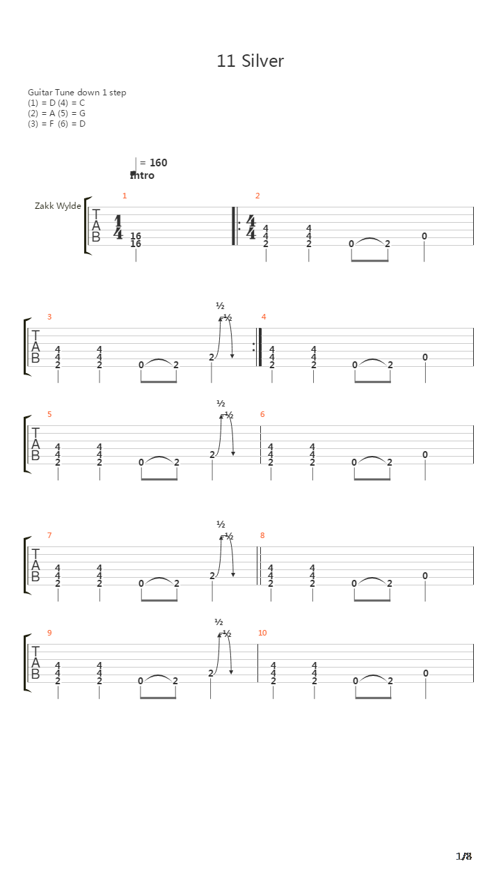 11 Silver吉他谱