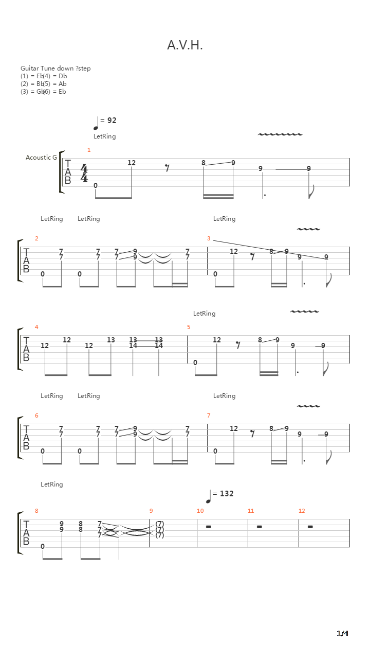 Avh吉他谱