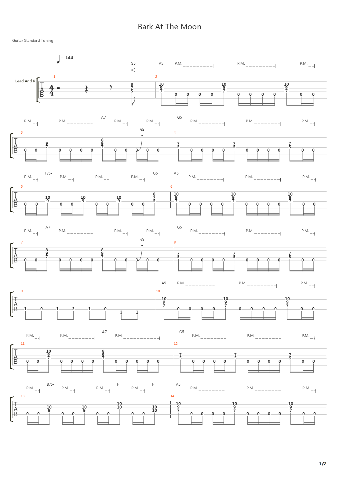 Bark At The Moon吉他谱