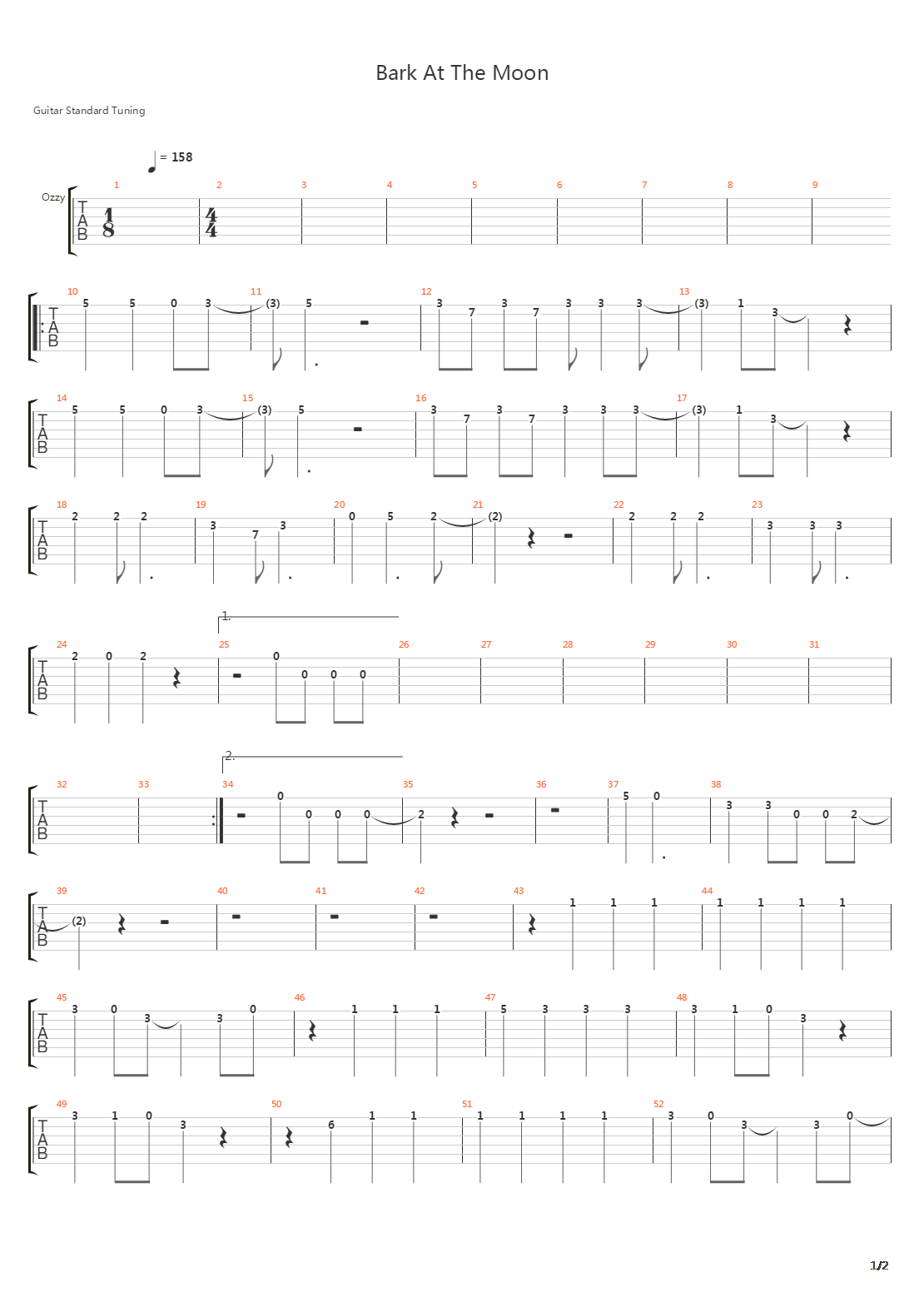 Bark At The Moon吉他谱