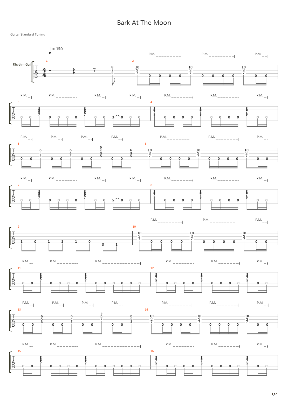 Bark At The Moon吉他谱