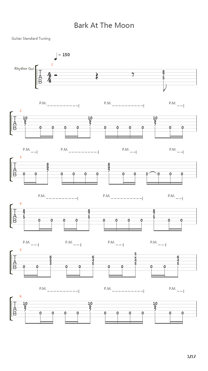 Bark At The Moon吉他谱