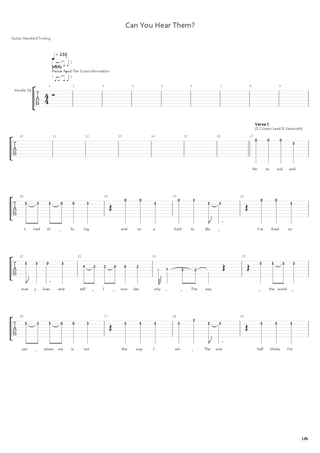 Can You Hear Them吉他谱