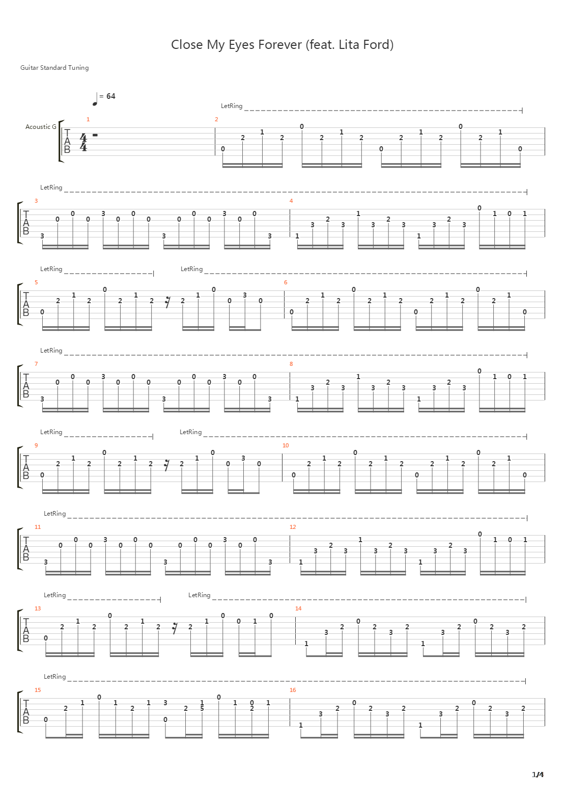 Close My Eyes Forever吉他谱