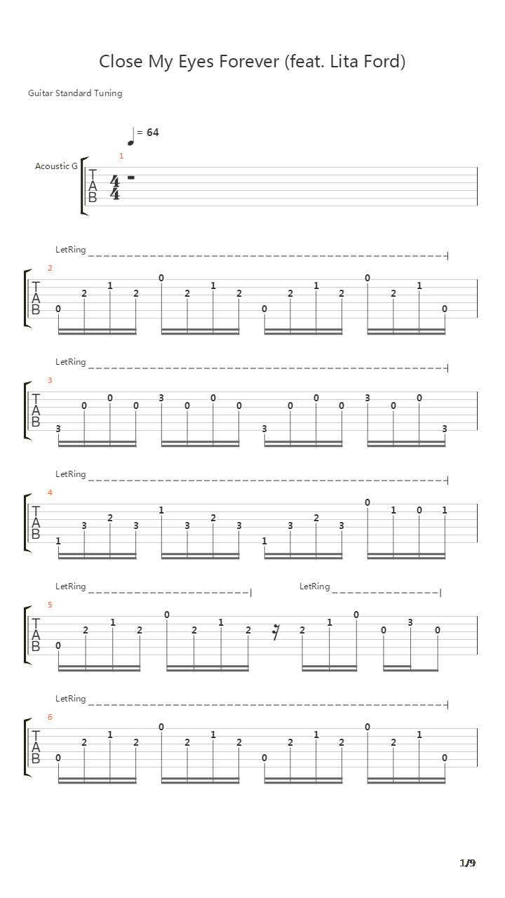 Close My Eyes Forever吉他谱