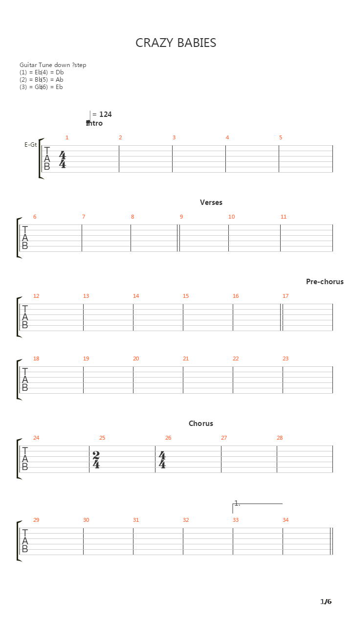 Crazy Babies吉他谱