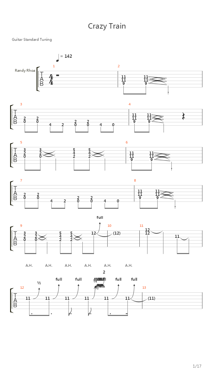 Crazy Train吉他谱