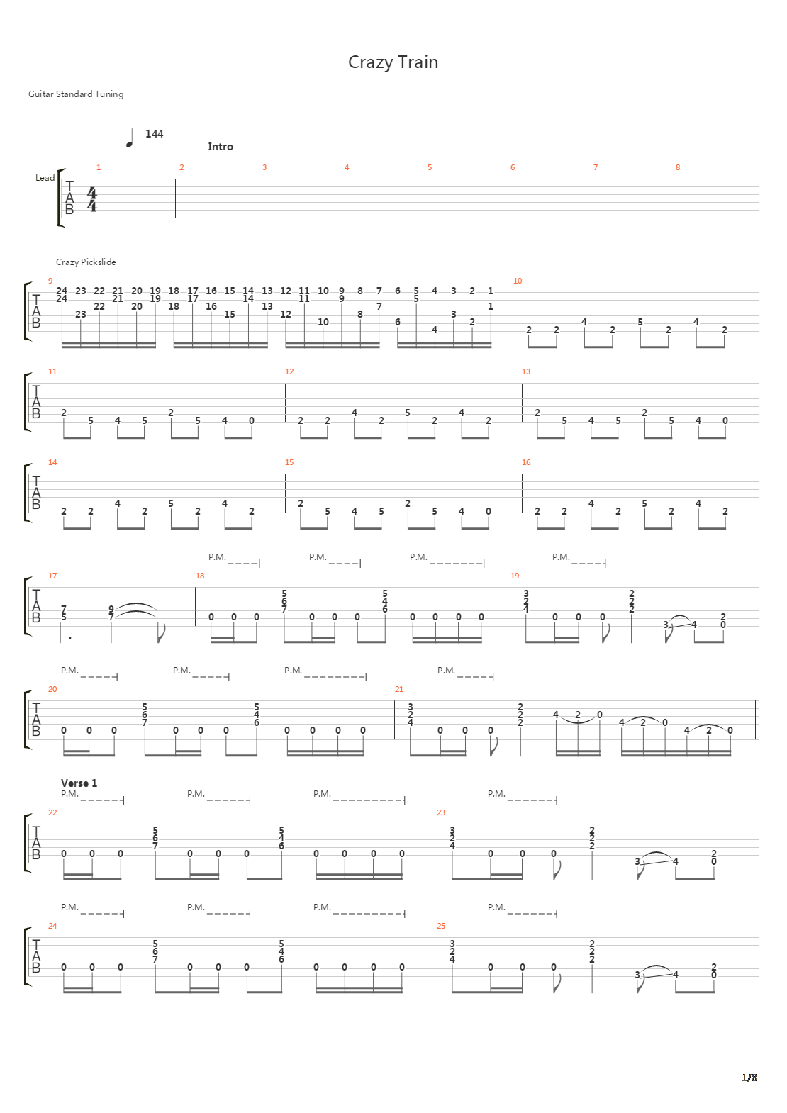 Crazy Train吉他谱