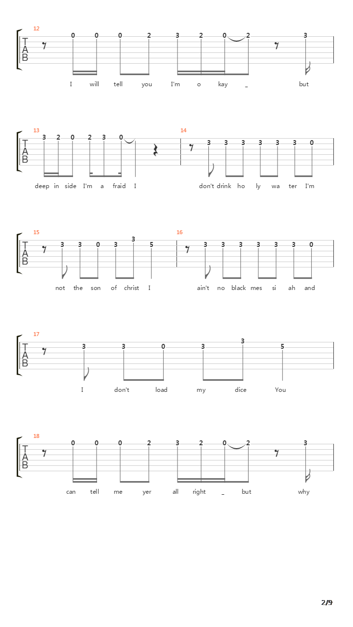 Denial吉他谱