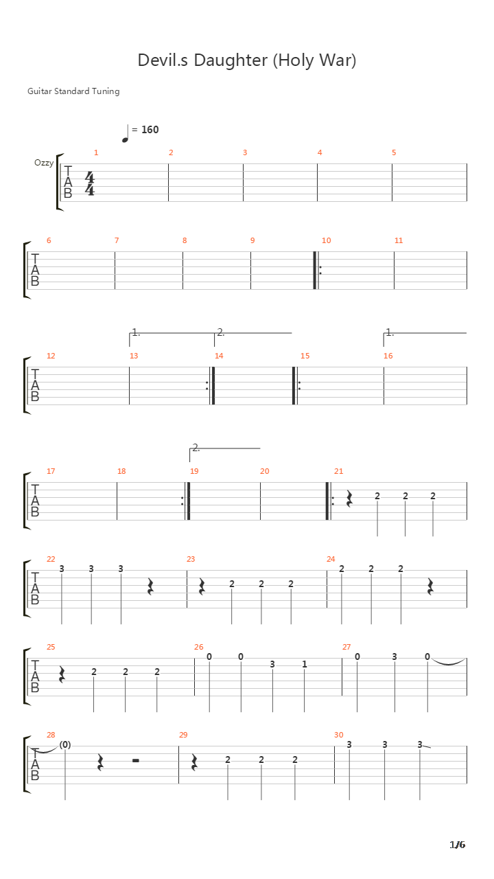 Devils Daughter吉他谱