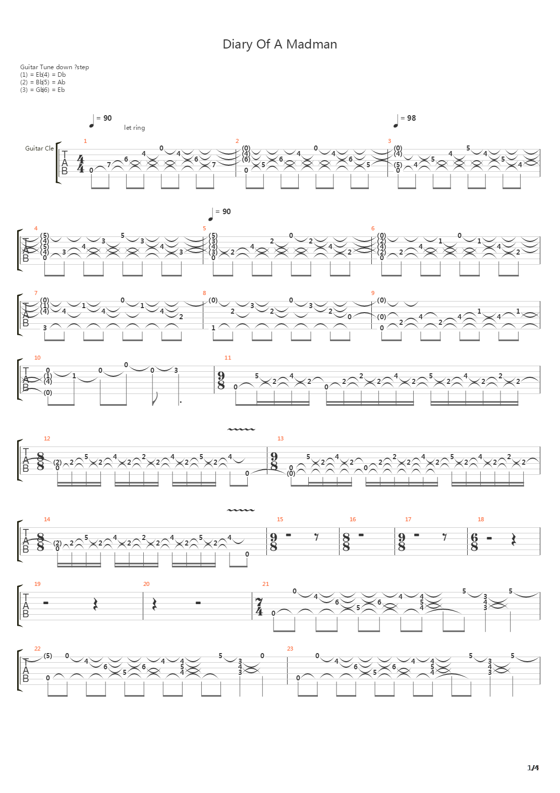 Diary Of A Madman吉他谱