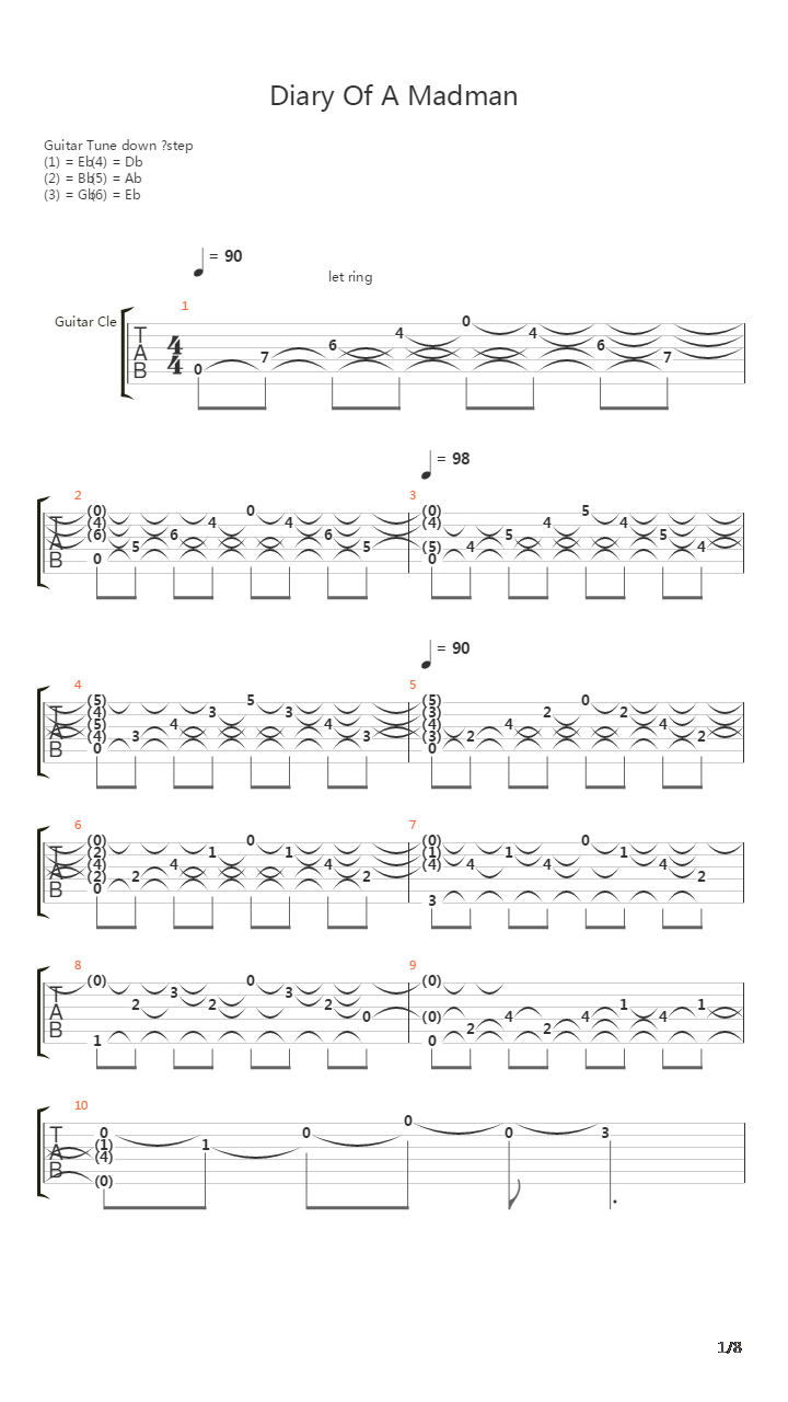 Diary Of A Madman吉他谱
