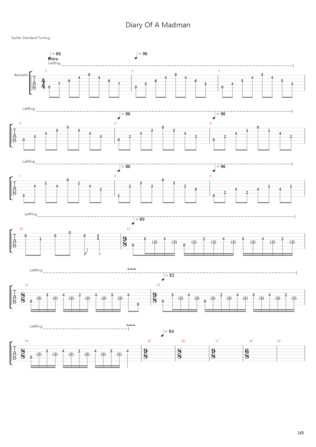 Diary Of A Madman吉他谱