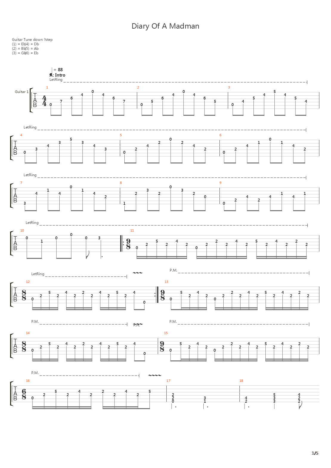 Diary Of A Madman吉他谱
