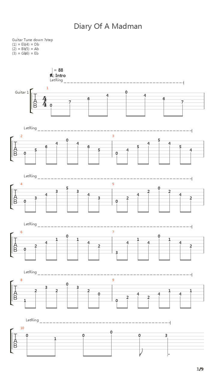 Diary Of A Madman吉他谱