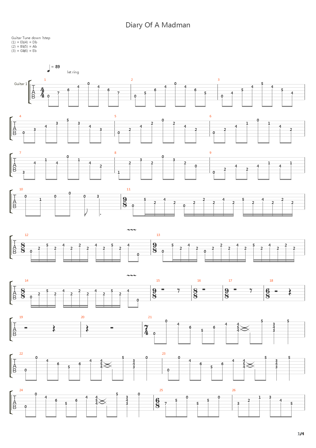 Diary Of A Madman吉他谱