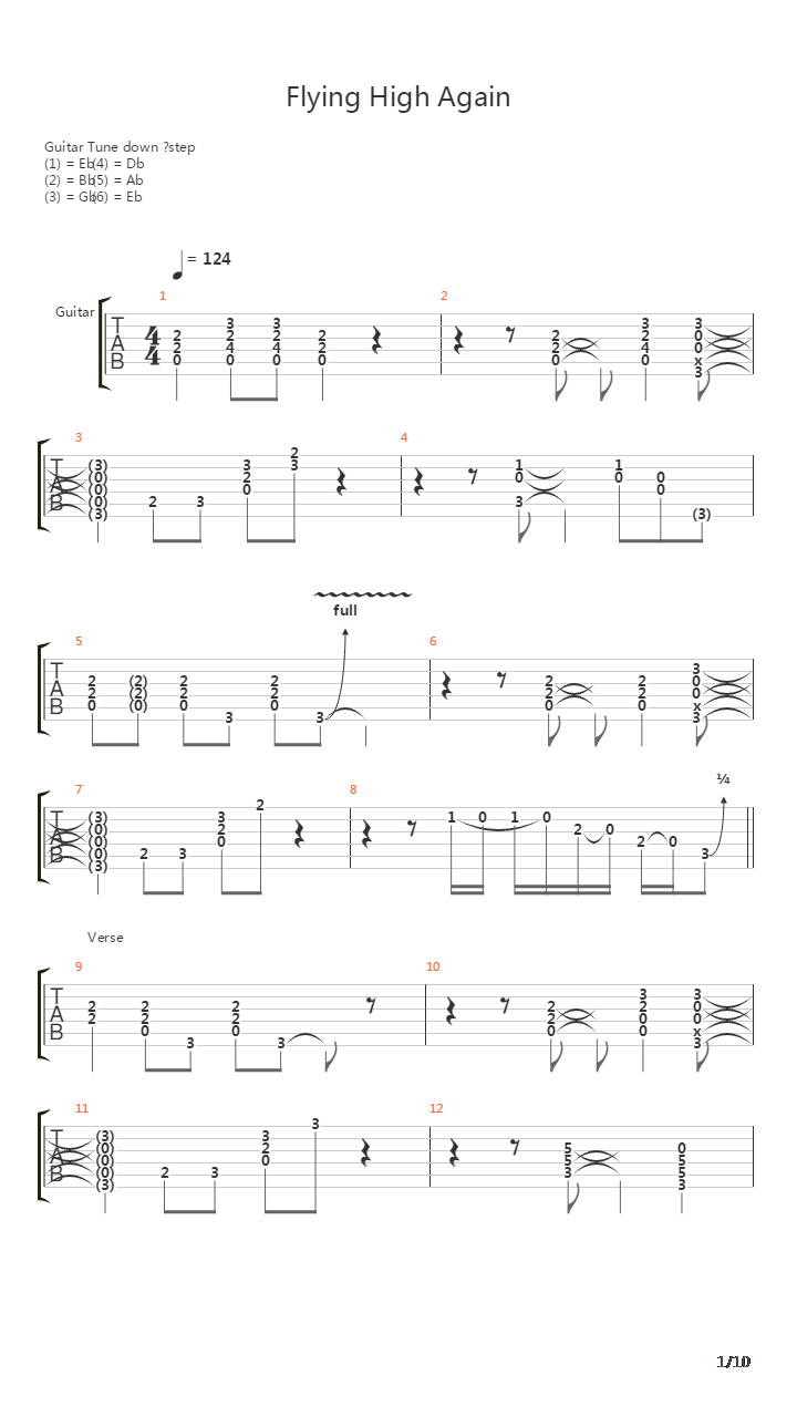Flying High Again吉他谱