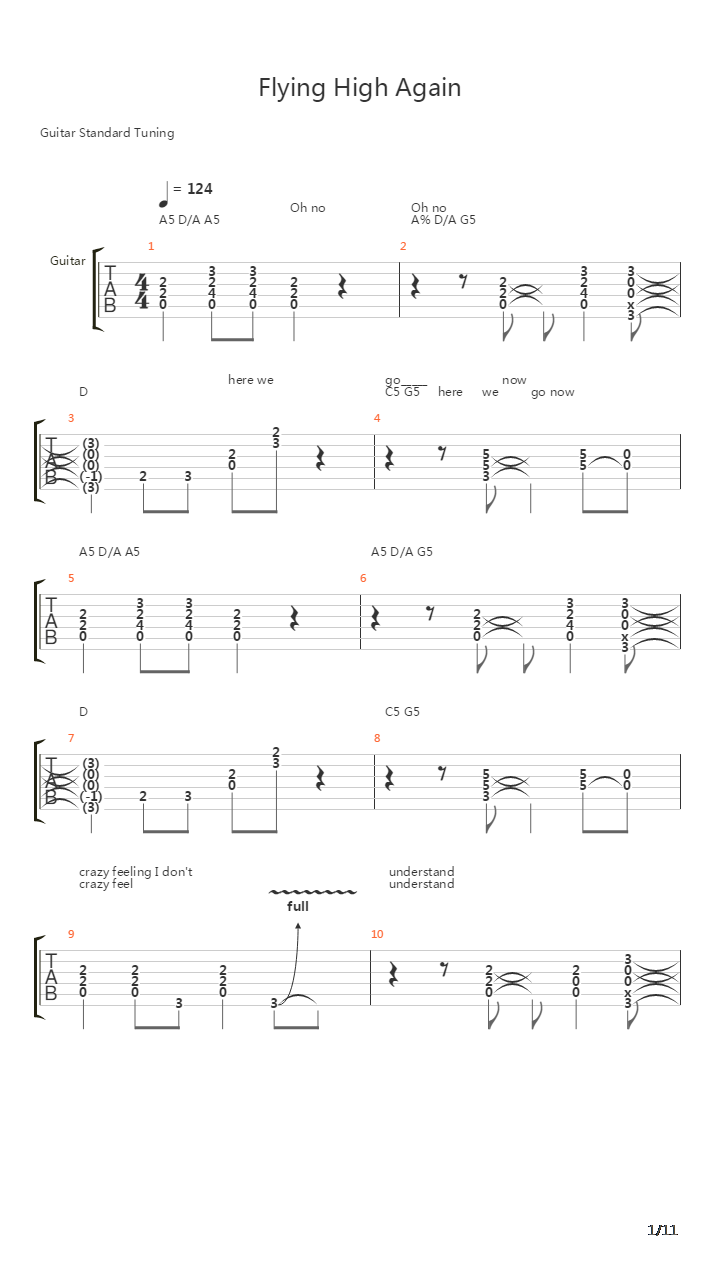 Flying High Again吉他谱