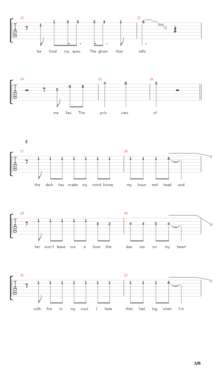 Ghost Behind My Eyes吉他谱