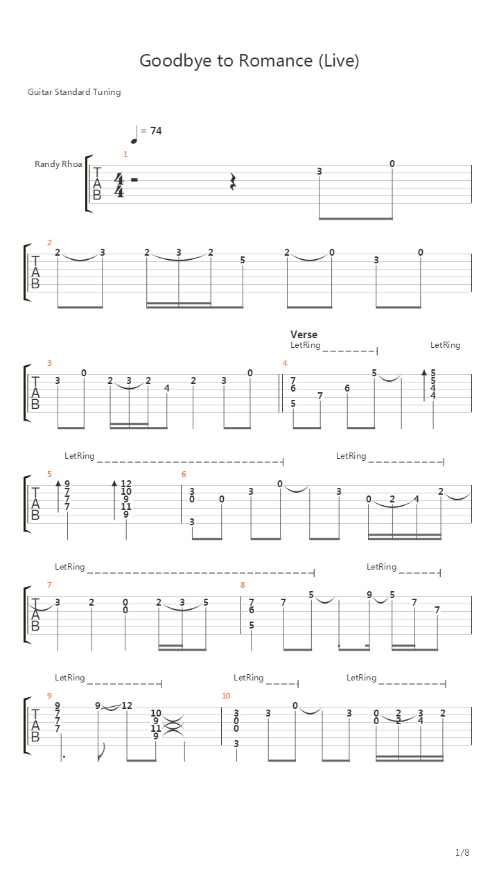 Goodbye To Romance吉他谱