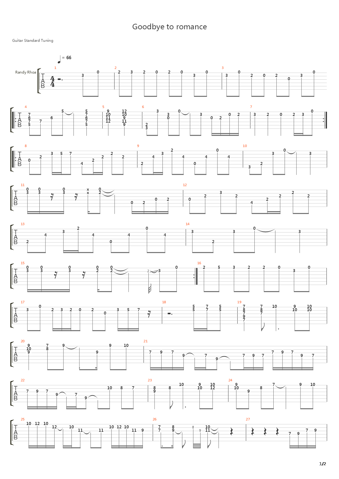 Goodbye To Romance吉他谱